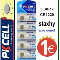 CR1220 Lithium 3V Knopfzellen im Blister 5 Stück